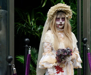 Woman disguised as a vampire